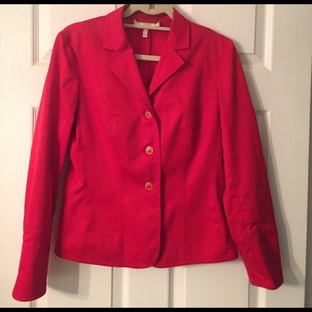 Escada Red Vintage Jacket w/ Decorative Buttons
